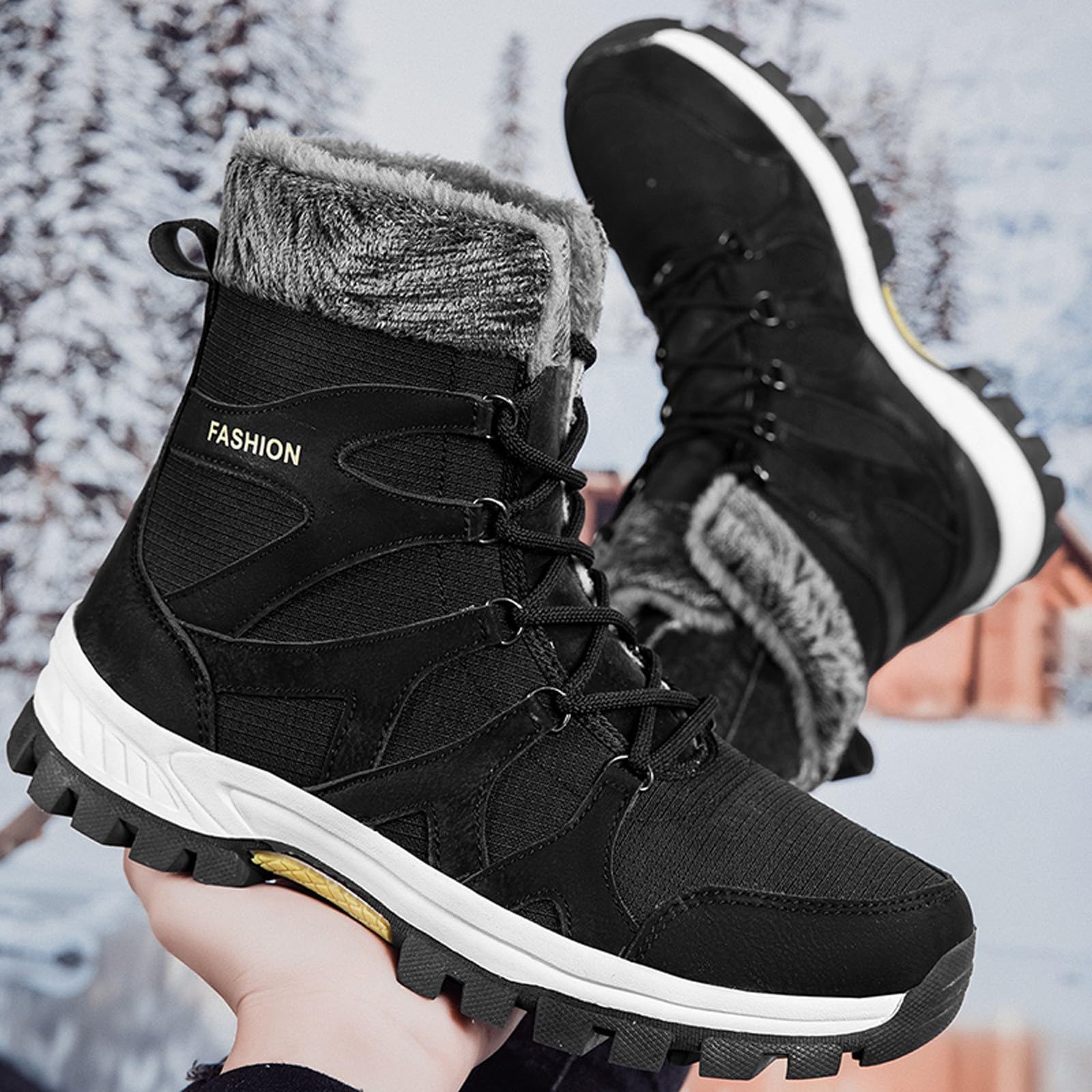 Stivali Bassi Donna Invernali 2026 Coppie Inverno più Spessi da Neve Caldi con Lacci per Uomini e Donne Polpacci Grossi Scarpe Uomo Stivaletti