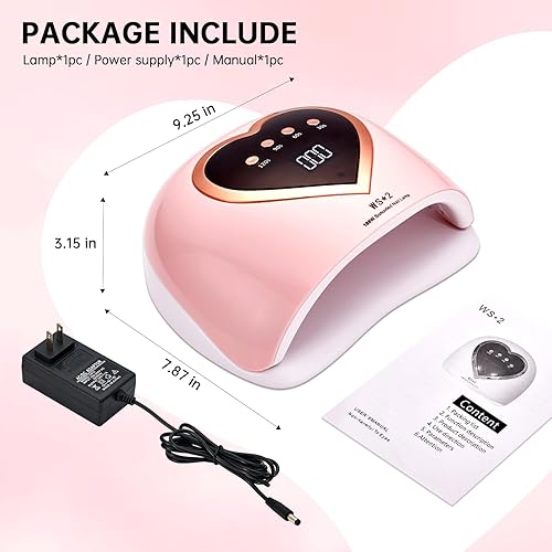 Miniatura 6 de CHRISTINE SHELLY Lámpara de uñas LED UV de 188 W, secadora de uñas, luz de esmalte de gel, 4 ajustes de temporizador, lámpara profesional de secado