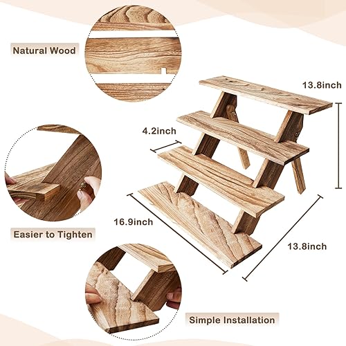 Miniatura 3 de Soporte de madera para cupcakes de 4 niveles, soporte de madera para cupcakes, soporte de madera rústica para cupcakes, soporte de exhibición de