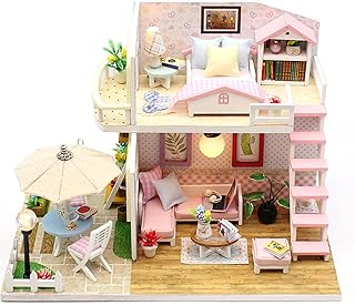 Kits de casa de bonecas faça você mesmo com acessórios, móveis, decorações de casa em miniatura, kit de casa de bonecas de madeira, Romc, arte, presente, papel, cabana de madeira