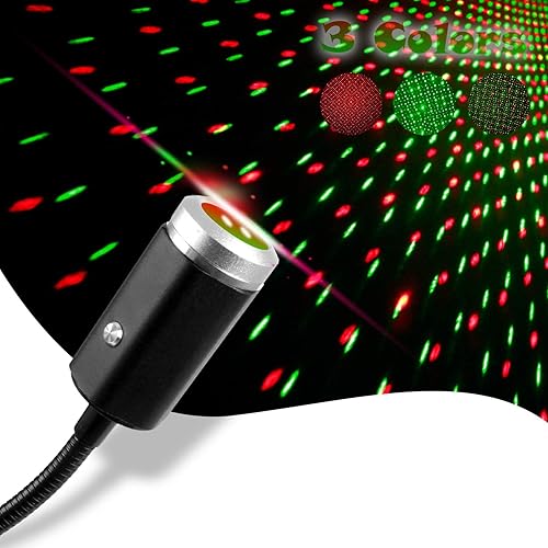 Aevdor Luz nocturna de proyección de estrella USB, 3 colores, 7 modos de iluminación, luz interior de techo para automóvil, decoración nocturna USB