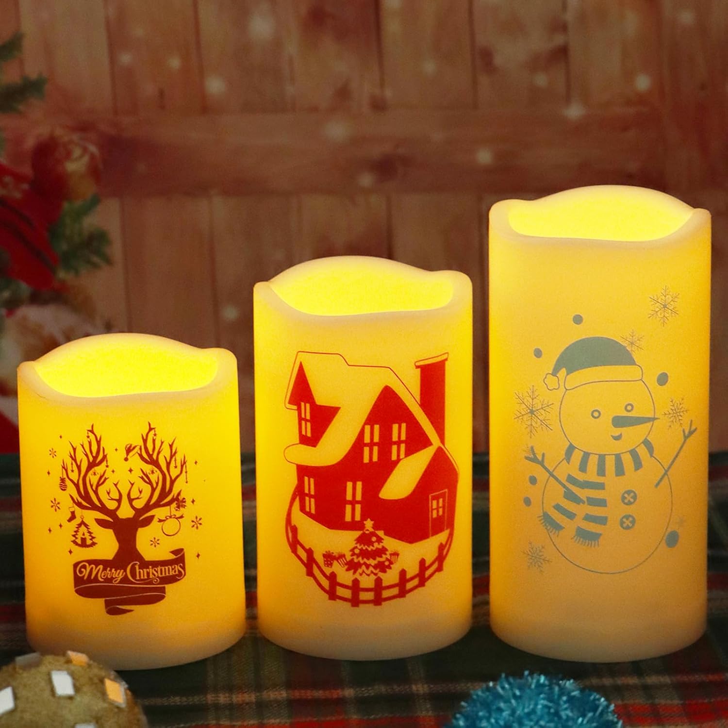 Christmas Flameless Candles with Remote Timers, Flickering Candles Battery Operated