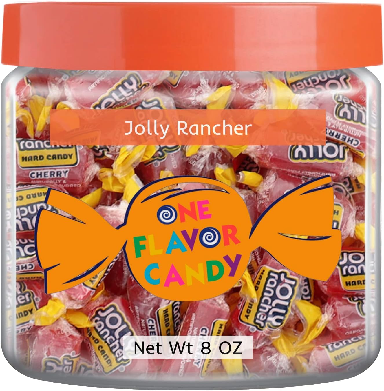 Jolly Rancher World's Best Flavored Fruit Hard Candy Bulk Candies in Jar Tasty Yummy Perfectly Delicious Time (Cherry, 8oz)
