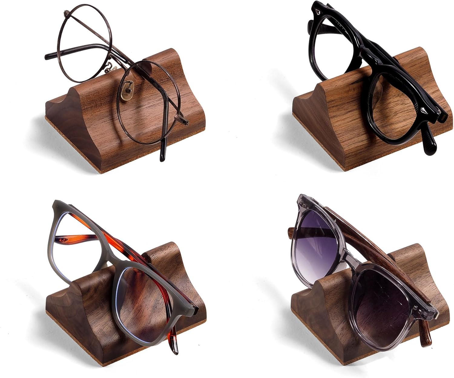 Wooden Glasses Stand, Eyeglass Stand for Desk or Nightstand