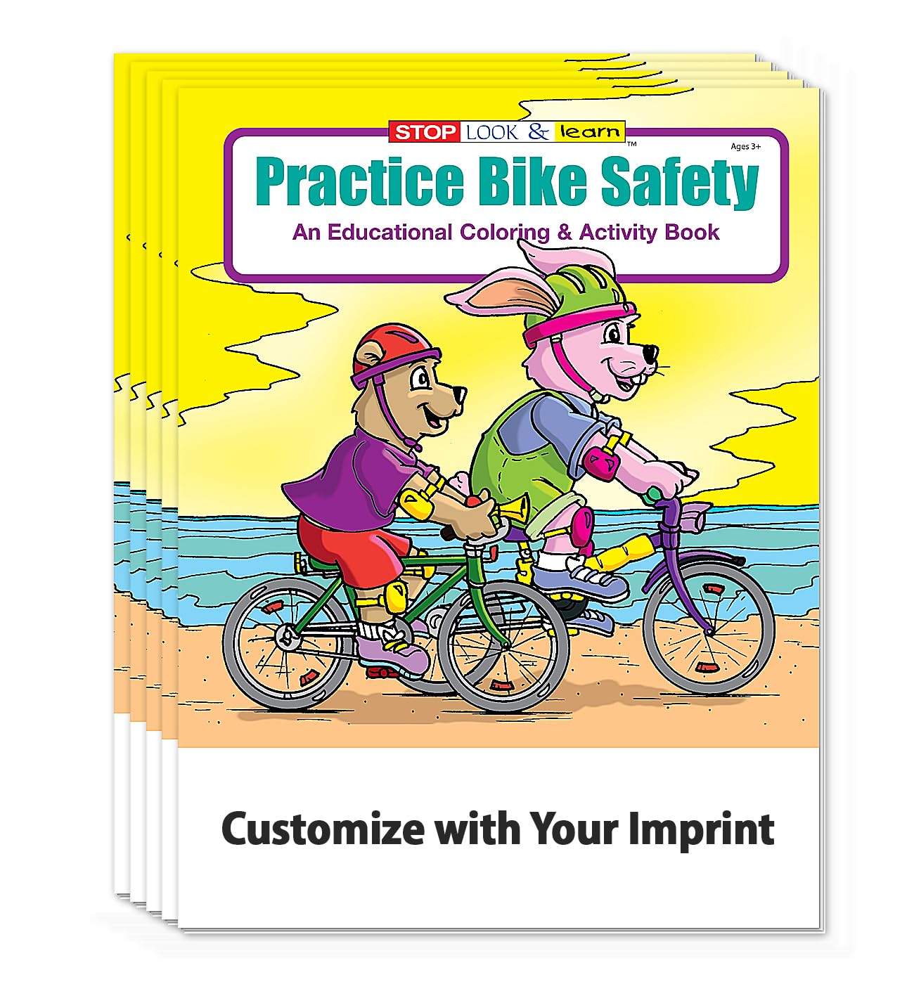 ZOCO – Bike Safety – Custom Educational Coloring & Activity Books (250 Bulk Pack, Without Crayons) – Bicycle Road Rules, Helmet Safety for Kids – Add Your Imprint