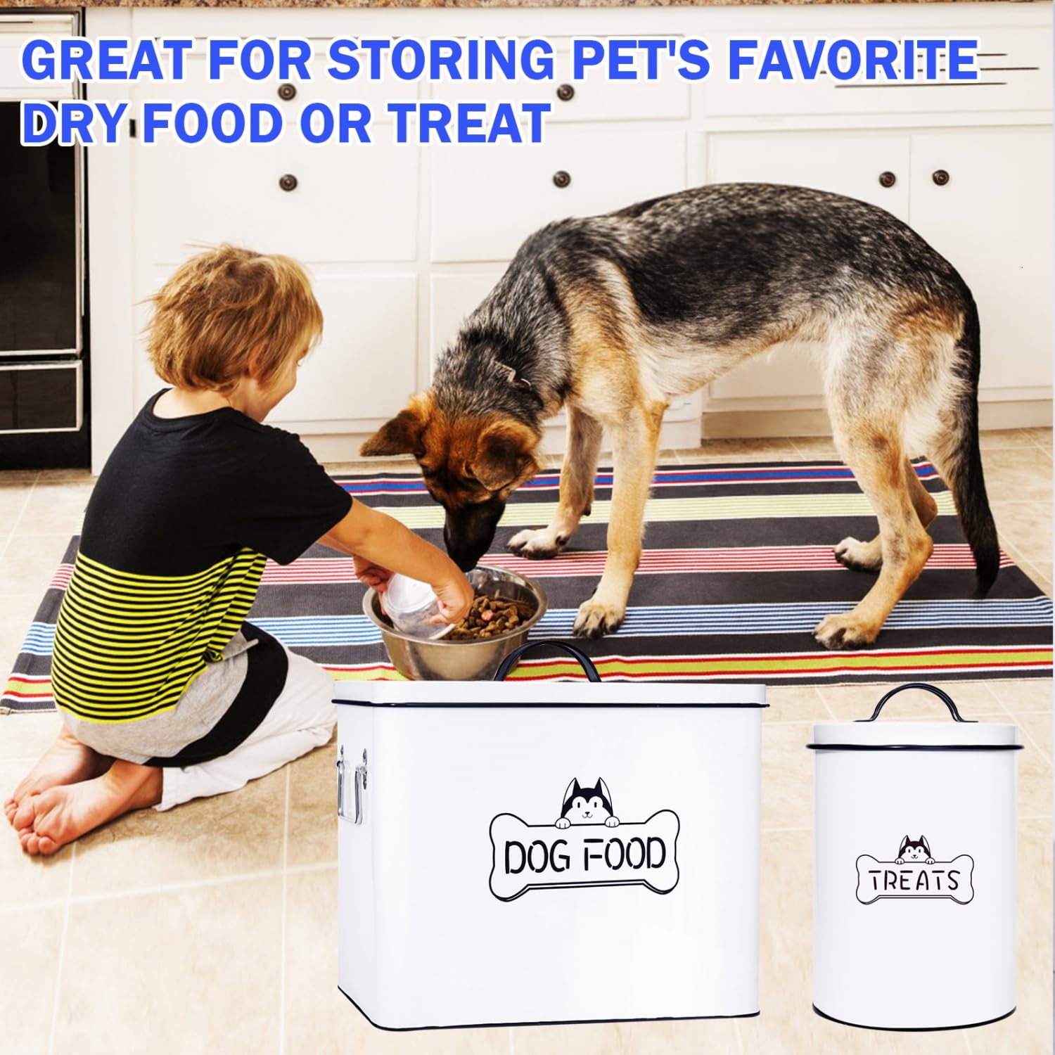 Vumdua Airtight Pet Food Storage Container With Scoop - 5-6 Lb Capacity, Farmhouse Style, Black Steel - View #3