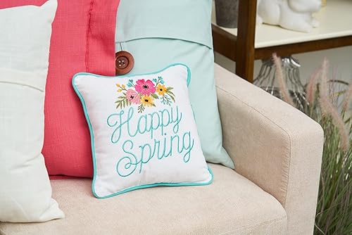 Miniatura 4 de C&F Home Cojín de 10 x 10 pulgadas, diseño de flores florales bordadas pequeñas y pequeñas, para decoración de Pascua, hogar, sala de estar, sofá,