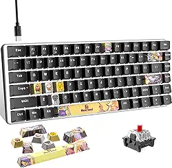 LexonElec Teclado Mecânico Portátil Para Jogos 80%, Compacto E Intercambiável, 82 Teclas, Retroiluminação Branca, Teclas Em Pbt, Ergonômico Com Fio Escritório, Windows, Laptop, Pc Mac (Interruptor V