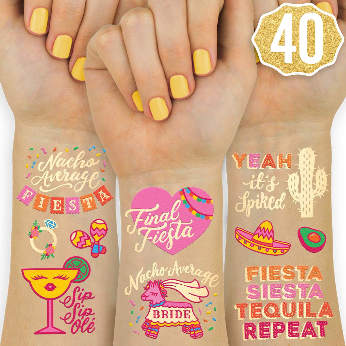 xo, Fetti Final Fiesta Bachelorette Tattoos - 40 styles Bach Party Decorations, Nacho Average Bride