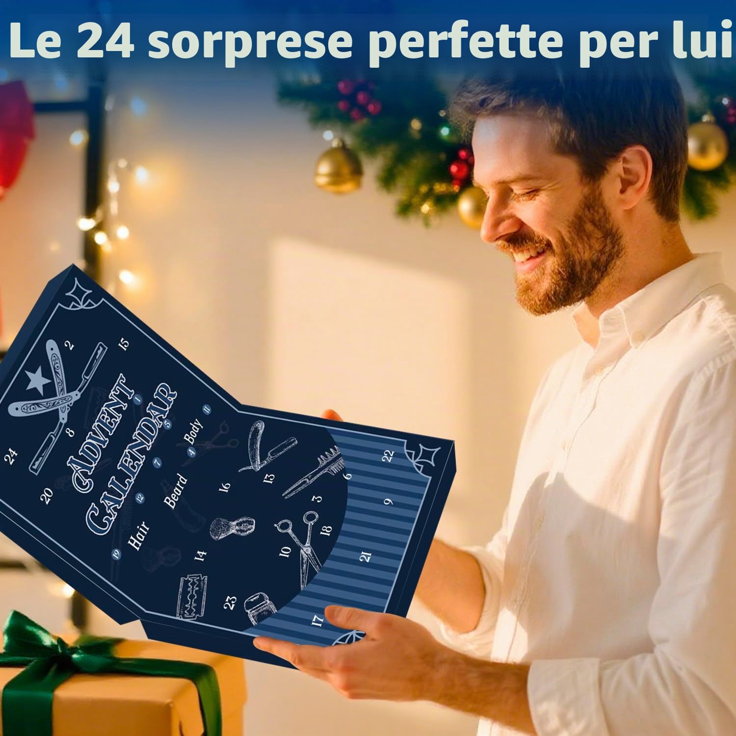 Calendario dell'Avvento 2025 per Uomo, 24pcs Premium per la cura della Barba, Calendario Natalizio per la cura Della Barba, Corpo, Viso, Barba e Capelli, Regali di Natale per Uomo Papà Nonno Marito