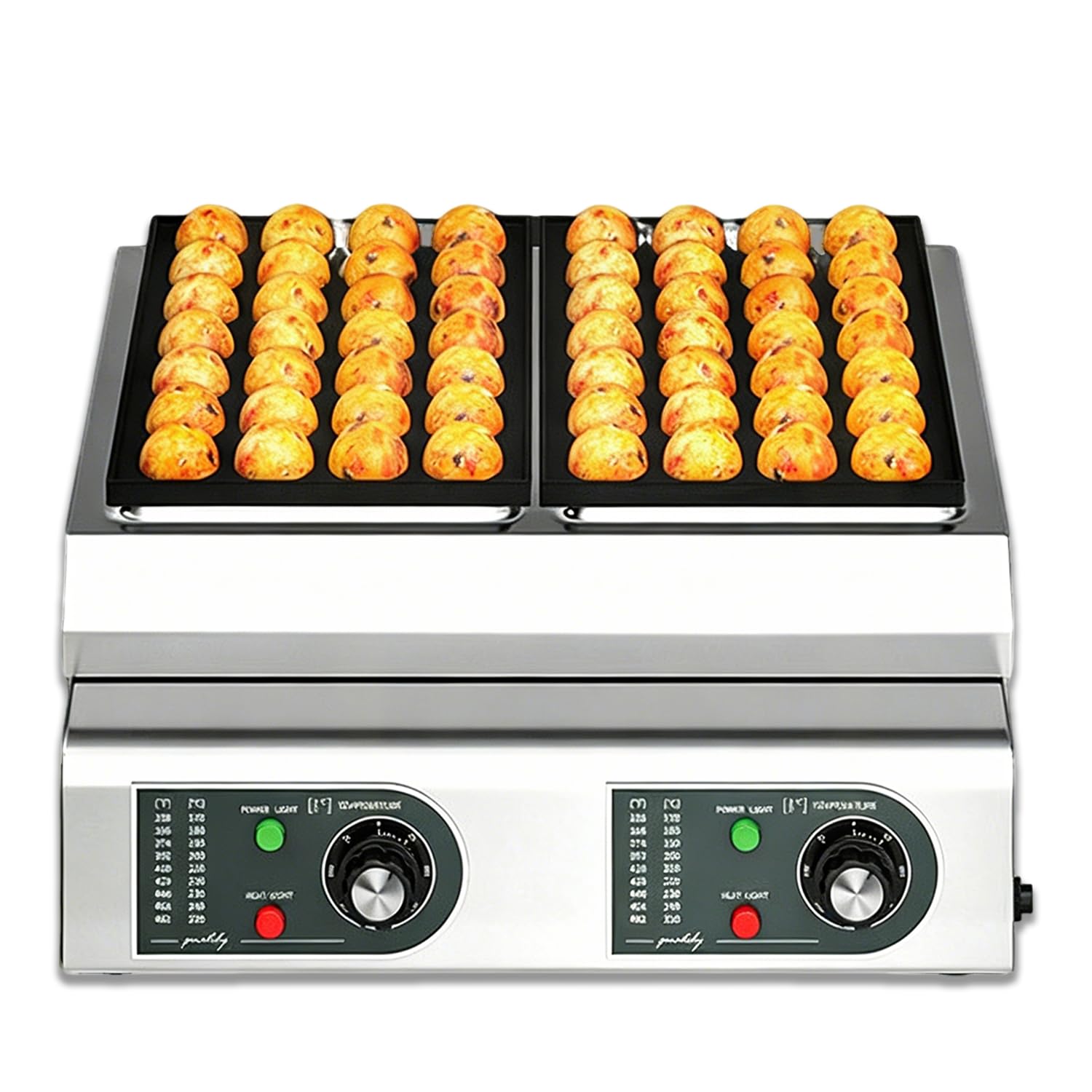 WTRYRN Electric Octopus Ball Machine, 56 Holes Commercial Takoyaki Maker, Independent Temp Control Stainless Steel Non-Stick Grill for Business Use