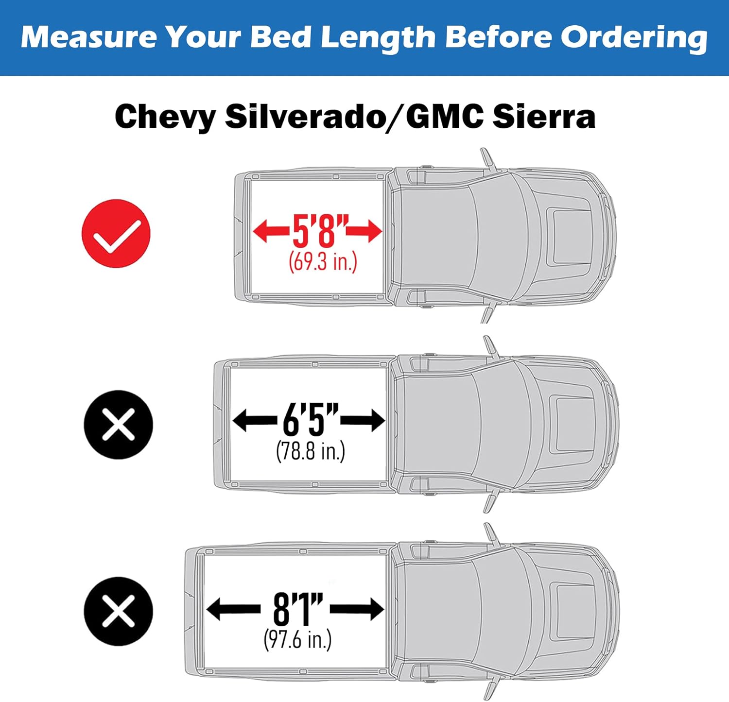 EZ Fold Hard Tonneau Cover Fits 2019-2026 Chevy/GMC Silverado/Sierra 5'8" Bed (69.6")
