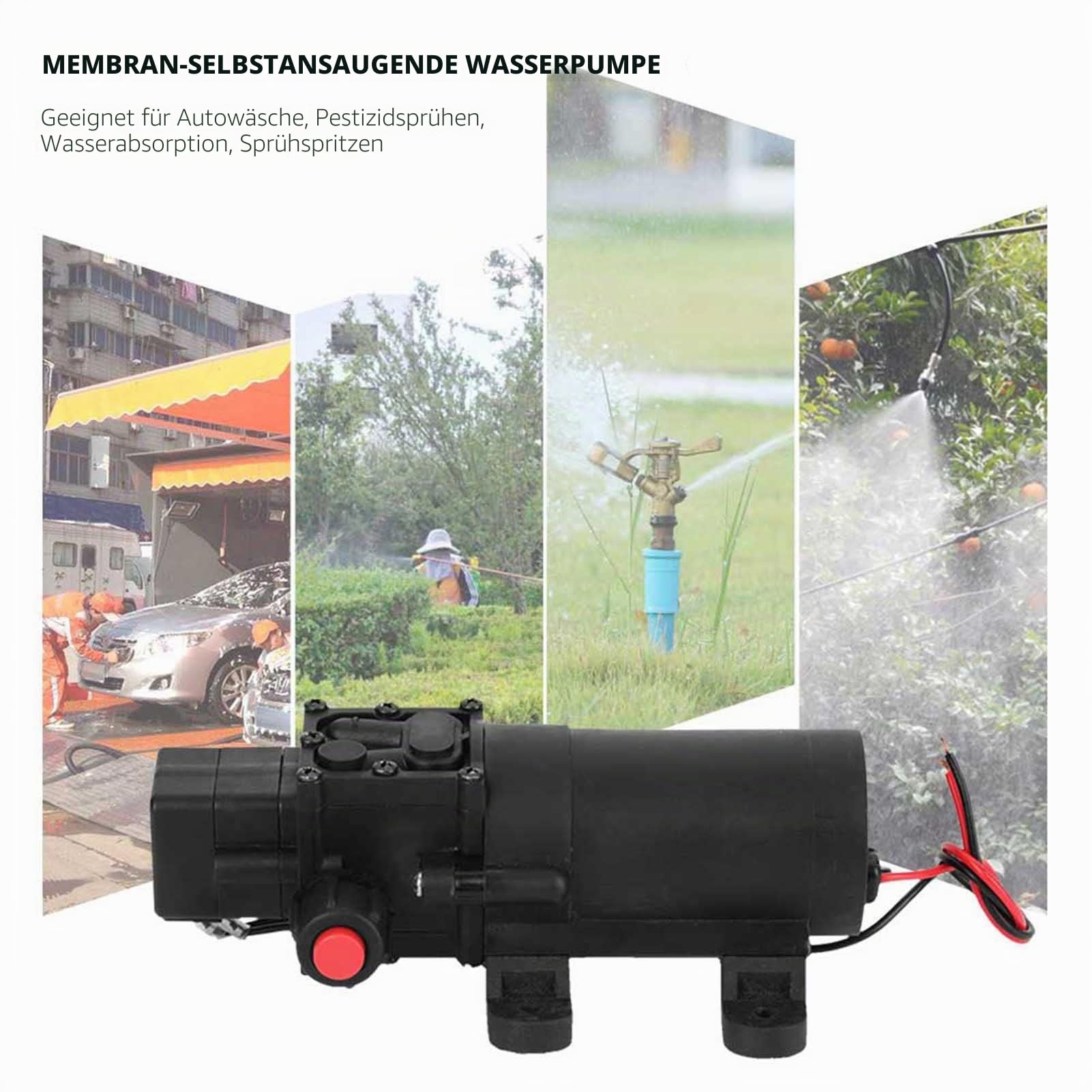 Membranpumpe DC 24V 80W, Elektrische Wasserpumpe mit Automatischem Druckschalter, Membran-Wasserdruckpumpe