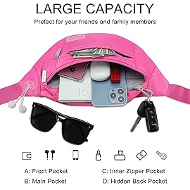 MAXTOP Fanny Packs for Women Rose Red Belt Bag with 4 Zipper Pockets, Fashion Waist Pack Crossbody Bag with Adjustable Belt for Traveling Running Shopping Hiking Cycling