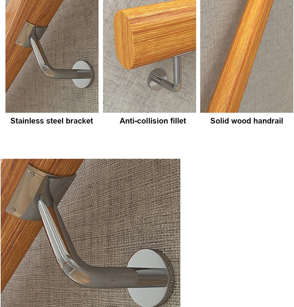 Natural Wooden Handrail -Complete Kit,Handrails for Indoor Stairs,Non-Slip Stair Handrails,Staircase Grab Bar for Elderly,Wall Mounted Home Garden Corridor Lofts Dec wood-30cm