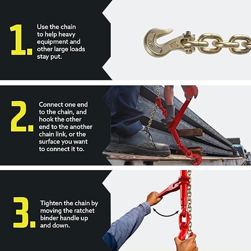Miniatura 4 de Kit de carpeta de cadena de carga DC (4 juegos)  Cadena de 516 pulgadas de grado 70 extra larga de 20 pies - y juego de carpetas de carga  Cadena de