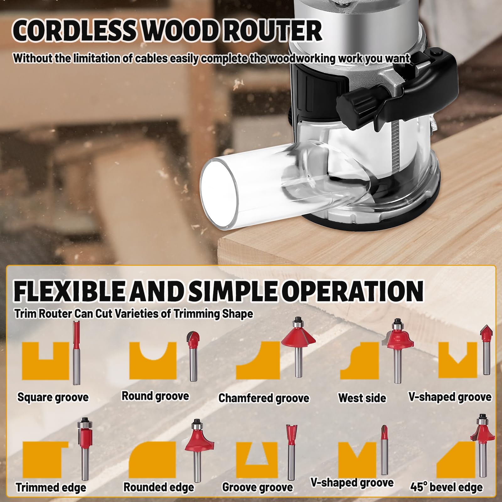 Borstelloze routertrimmer compatibel met Makita 18V batterij, 30000 RPM