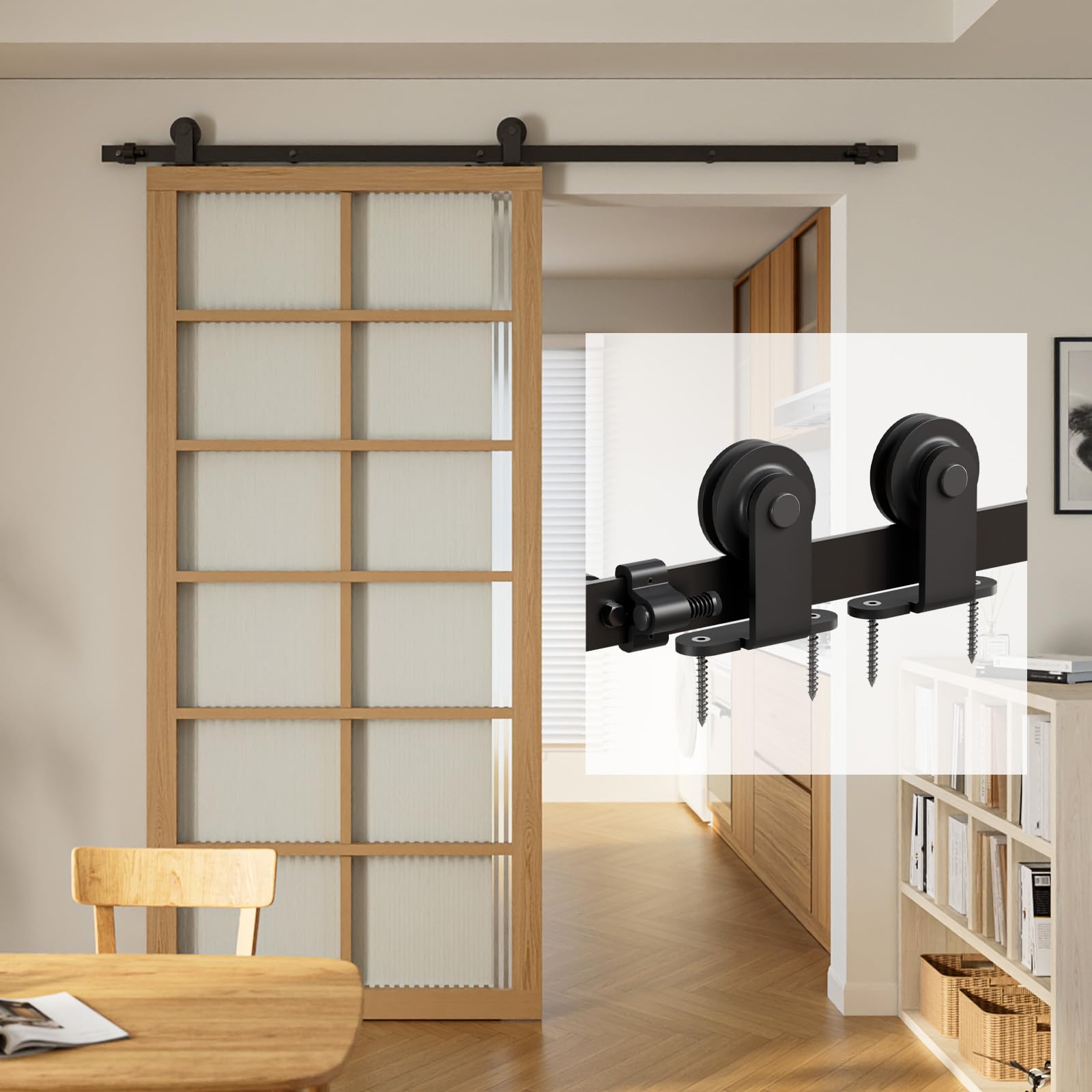 Amazon.co.jp: CCJH 5FT/1.52m レトロスチール引き戸 レール吊り引き戸