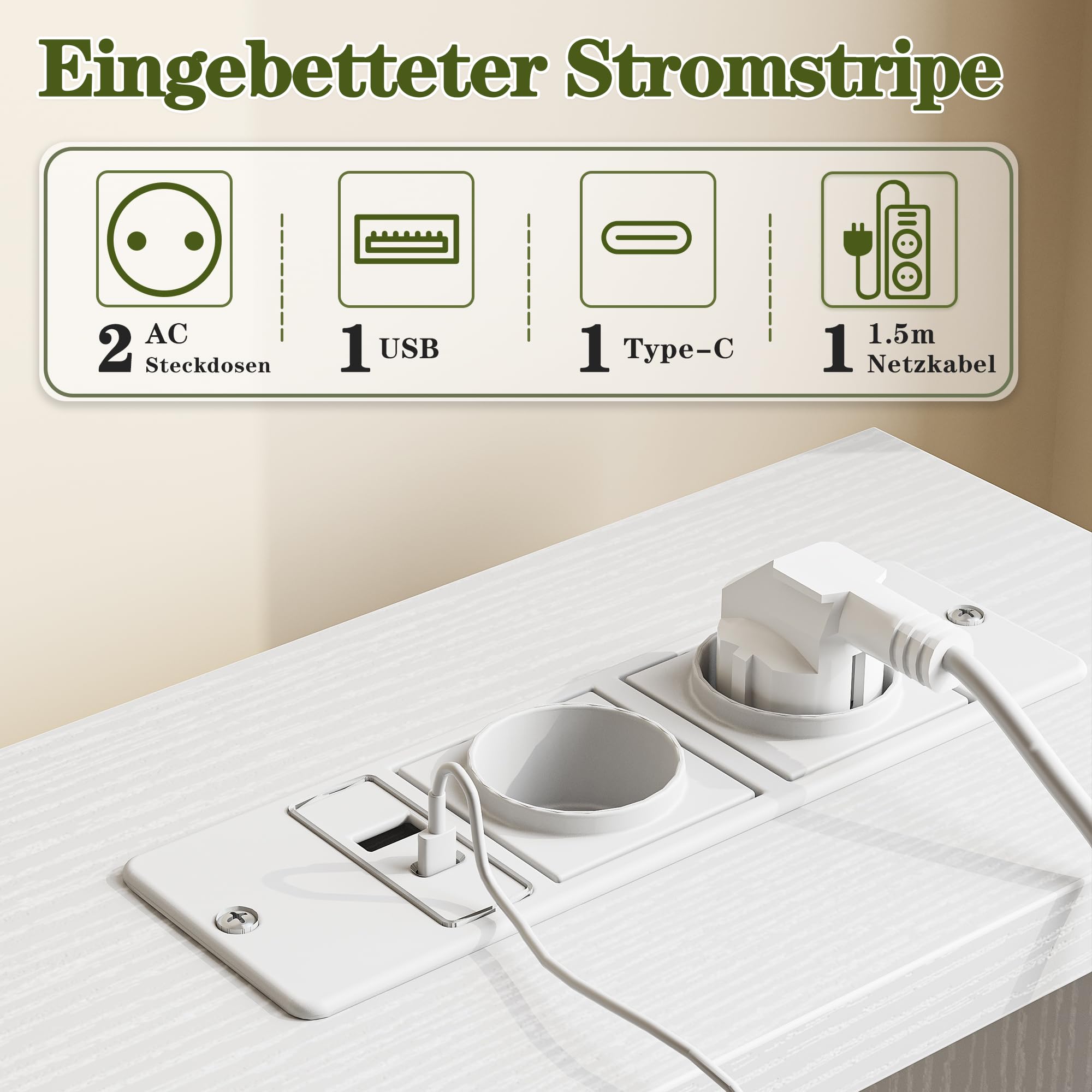 BEXEVUE Konsolentisch Schmal 2er Set, Eingangstisch mit Ladestation, 15 x 200 x 80 cm, Konsolentisch Holz, Beistelltisch, Flurtisch für Wohnzimmer, Flur, Weiß