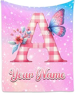 Custom Butterfly Blanket - Butterfly Gifts for Girls - Soft Fuzzy Cozy Throws for Kids Adults - Comfy Lightweight Flannel Throw for Sofa Couch Bed