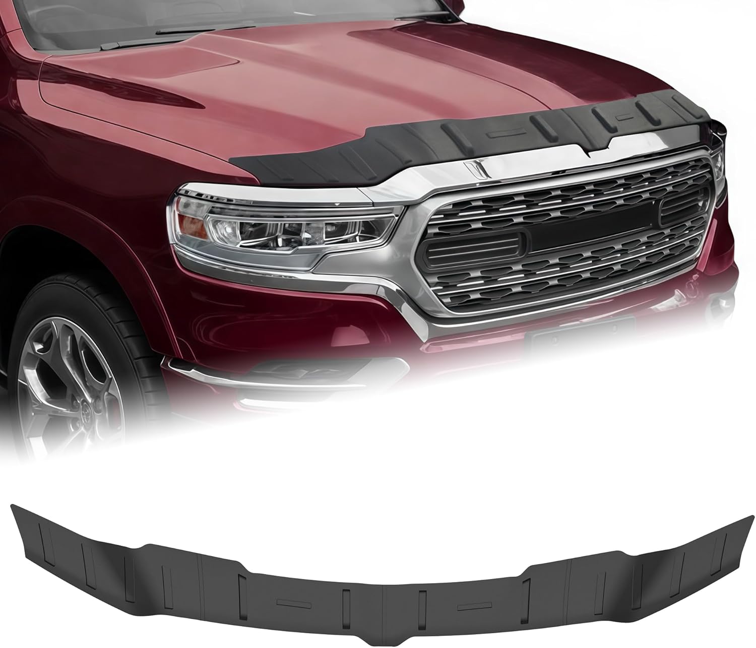 Hood Protector Fit for Dodge Ram 1500 2019-2025 TPE Hood Shield Bug Hood Deflector Fit for Dodge Ram 1500 Accessories 2019-2024 2025 Hood Guard for Ram 1500 (Excludes Rebel & TRX Models)