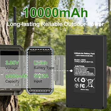 ANTIEE LIT-22 Battery Pack 7000mAh - Rechargeable Battery Compatible with GardePro Trail Camera E6P, E8P, X60P, X66P, E6PCF, E6PMB, E8PMB, E8PWF, X60PMB, L1000D, LN800 (2-Pack)