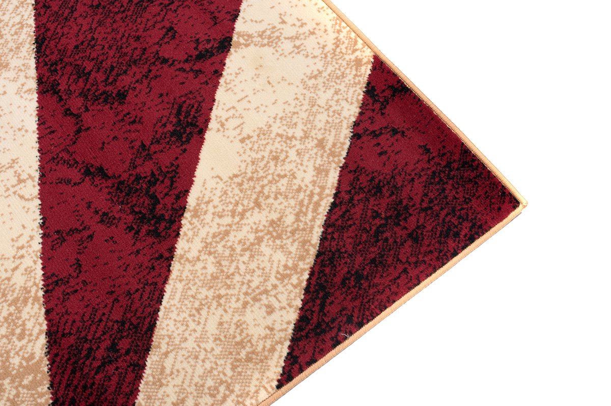 TAPISO Dream Tappeto Soggiorno Salotto Moderno Beige Rosso Geometrico Quadrato A Pelo Corto 140 x 200 cm