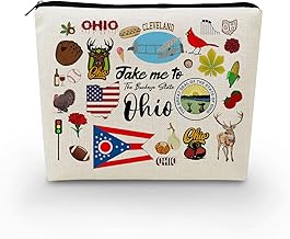 Take Me To Ohio Makeup Bag Ohio Travel Gift Small Canvas Organizer Bag with Zipper Ohio Cosmetic Bag Travel Present for Women Friends Families