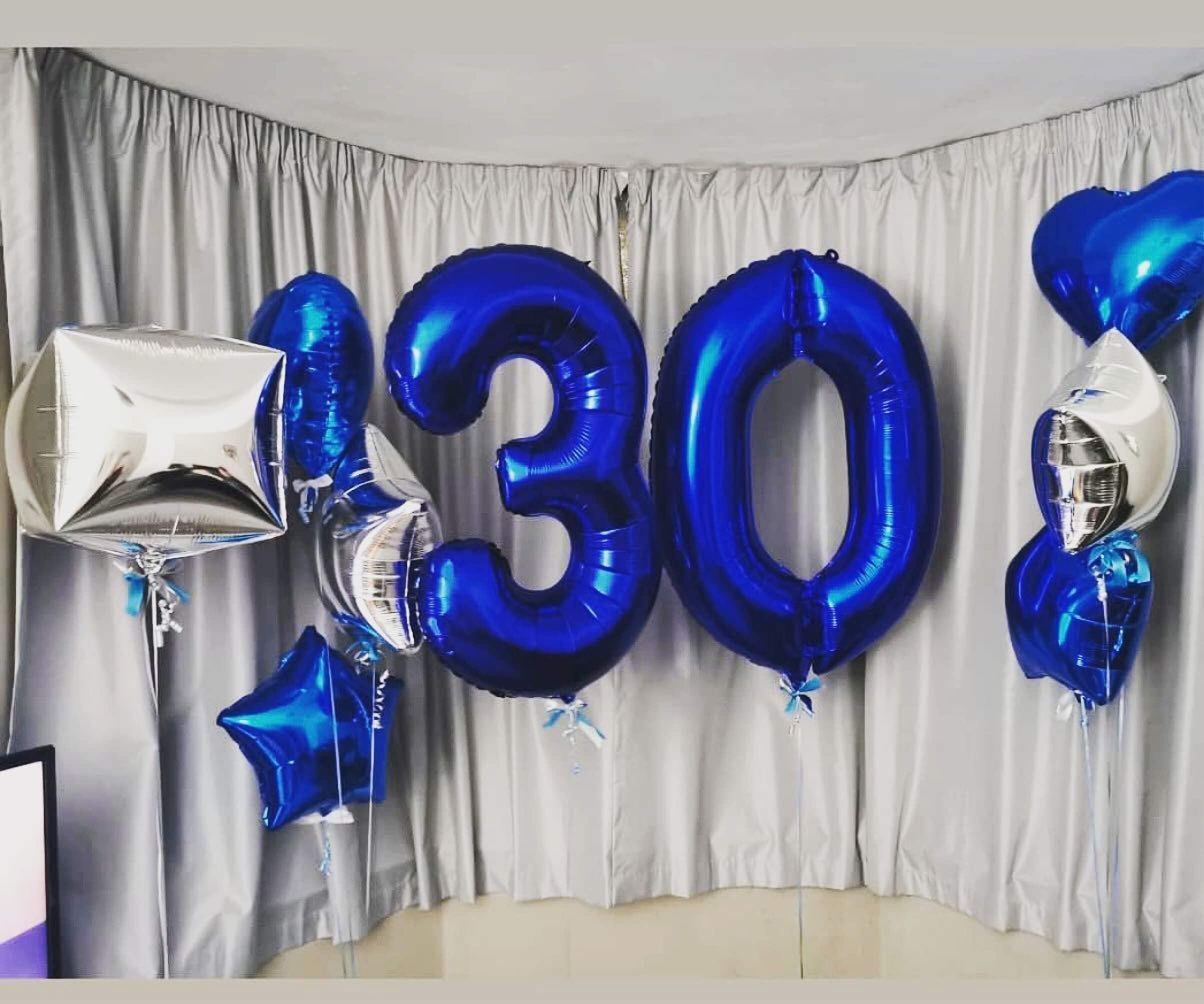 Amazon | 40インチ ネイビーブルー 30 数字 風船 巨大 30 ホイル