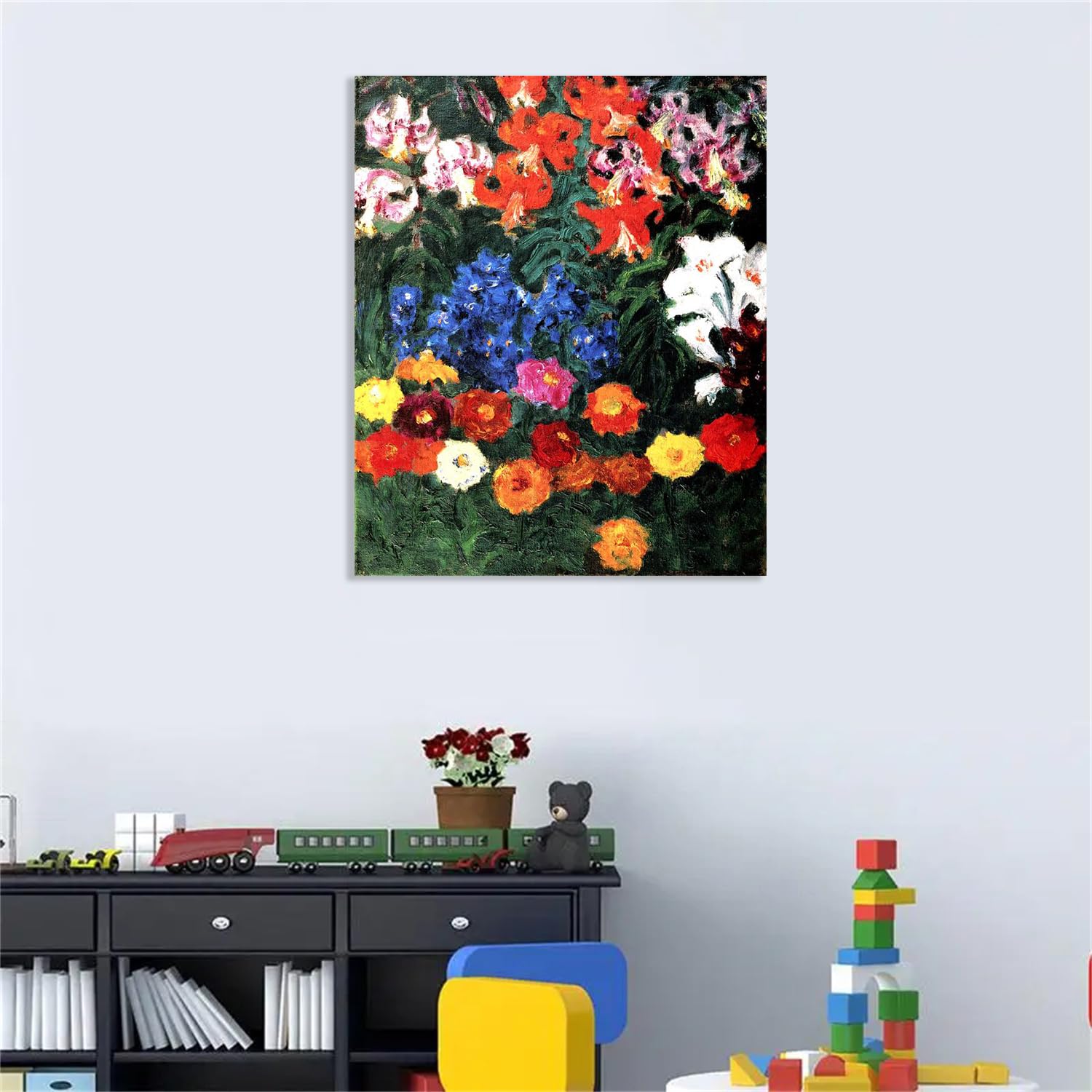 Zinnien und Lilien Poster & kunstdrucke emil nolde Blumen Leinwanddruck Expressionismus Kunst große Wandbilder bilder für wohnzimmer Schlafzimmer 40x30cm Frame