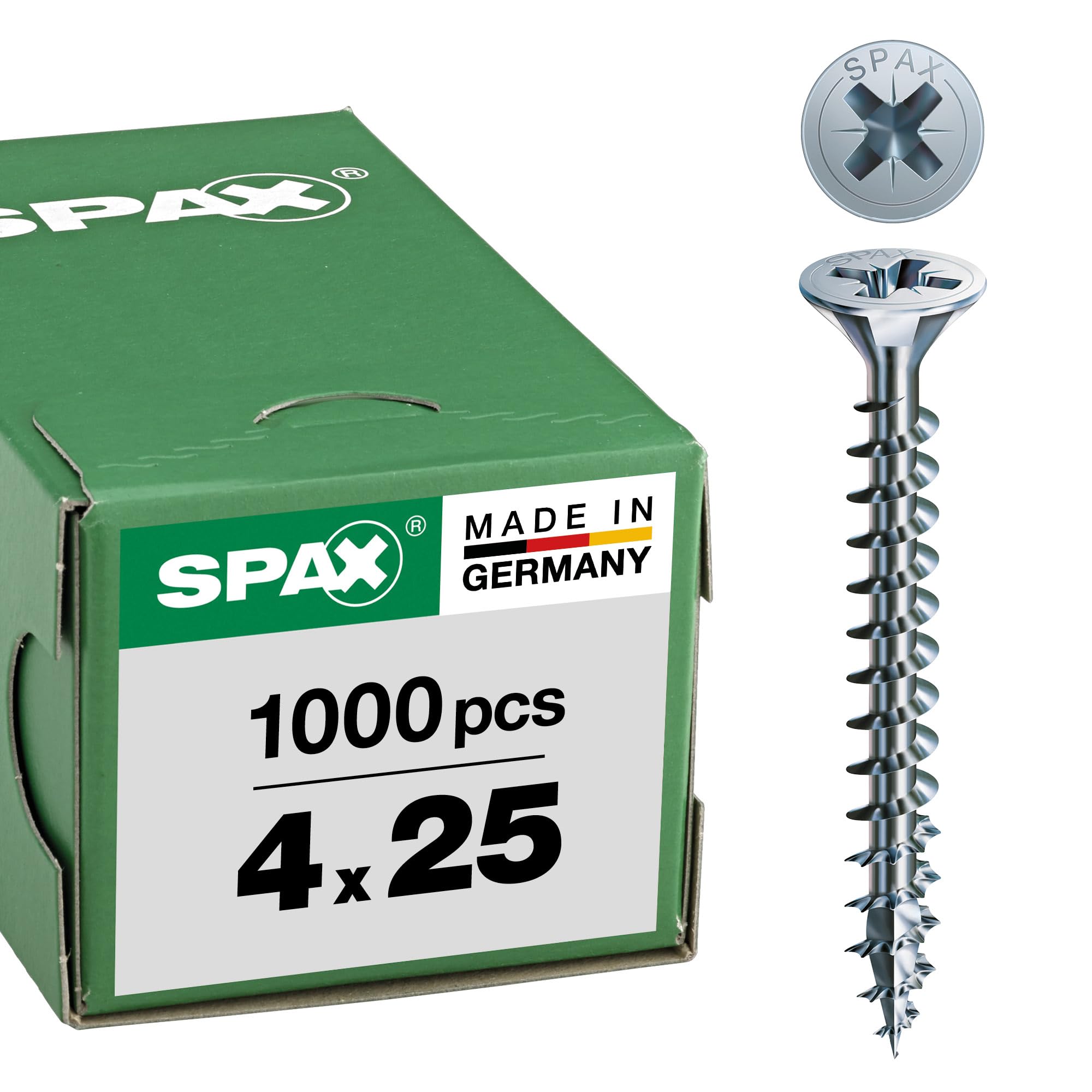 Spax Screw Spax Countersunk Head Phillips Screws Thread or Cross total-acier ZINGUE White, 0/1030/001/ 4,0/ 25/ /01 — image 1