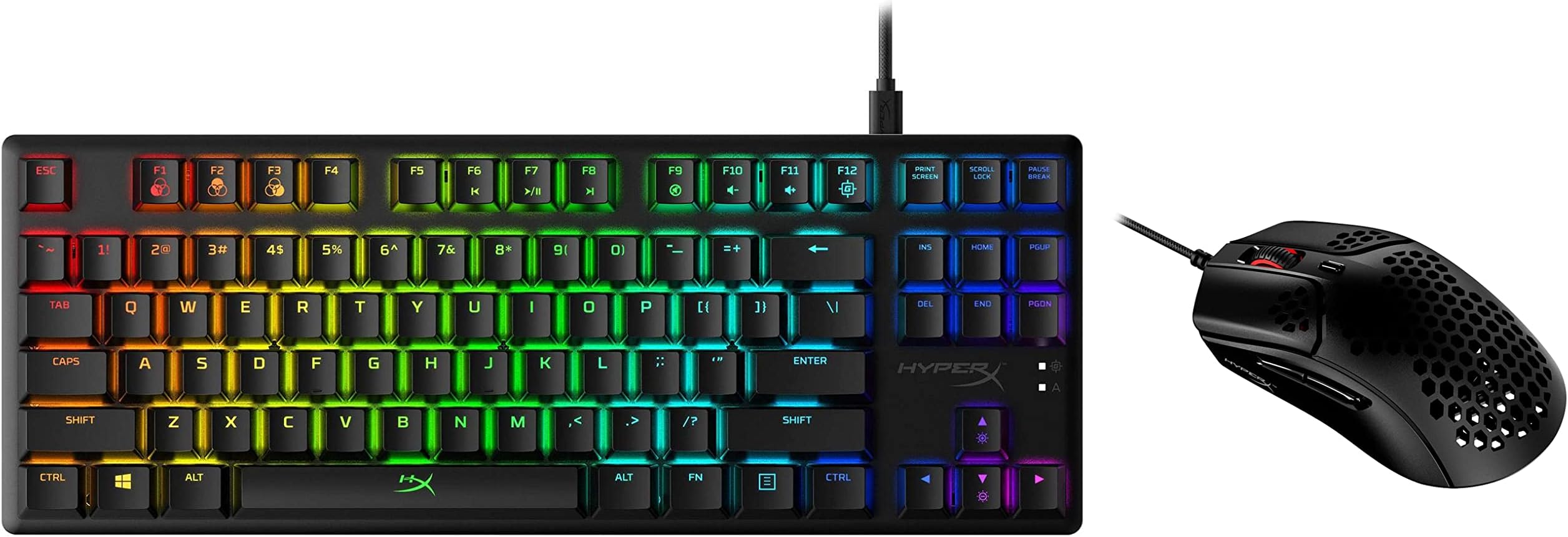 HyperXAlloy Origins Core - Tenkeyless Mechanical Gaming Keyboard, Linear HyperX Red Switch & Pulsefire Haste – Gaming Mouse, Ultra-Lightweight, 59g, Honeycomb Shell, Hex Design, RGB