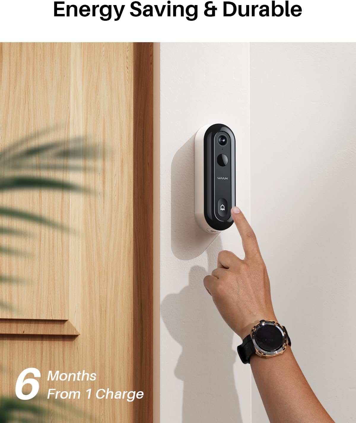 A person standing outside at night, clearly visible due to the doorbell's 2K night vision capability.
