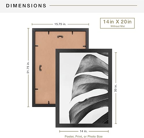 Vista 66 de MCS Studio Gallery Marco para póster de 16 x 24 pulgadas, imitación de veta de madera de color negro, colgar en horizontal o vertical, grande