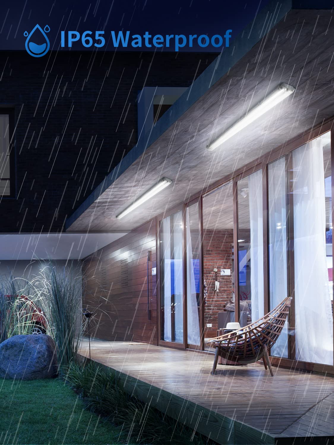 Tubo LED con 2 tubo 150cm,44W 4400LM Tubo Fluorescente LED, 6000K Blanco frío Luz de Techo LED, Impermeable IP65 Barra de Luz LED,Lámpara de Techo para Cocina Baño Garaje Oficina,4 Pieza