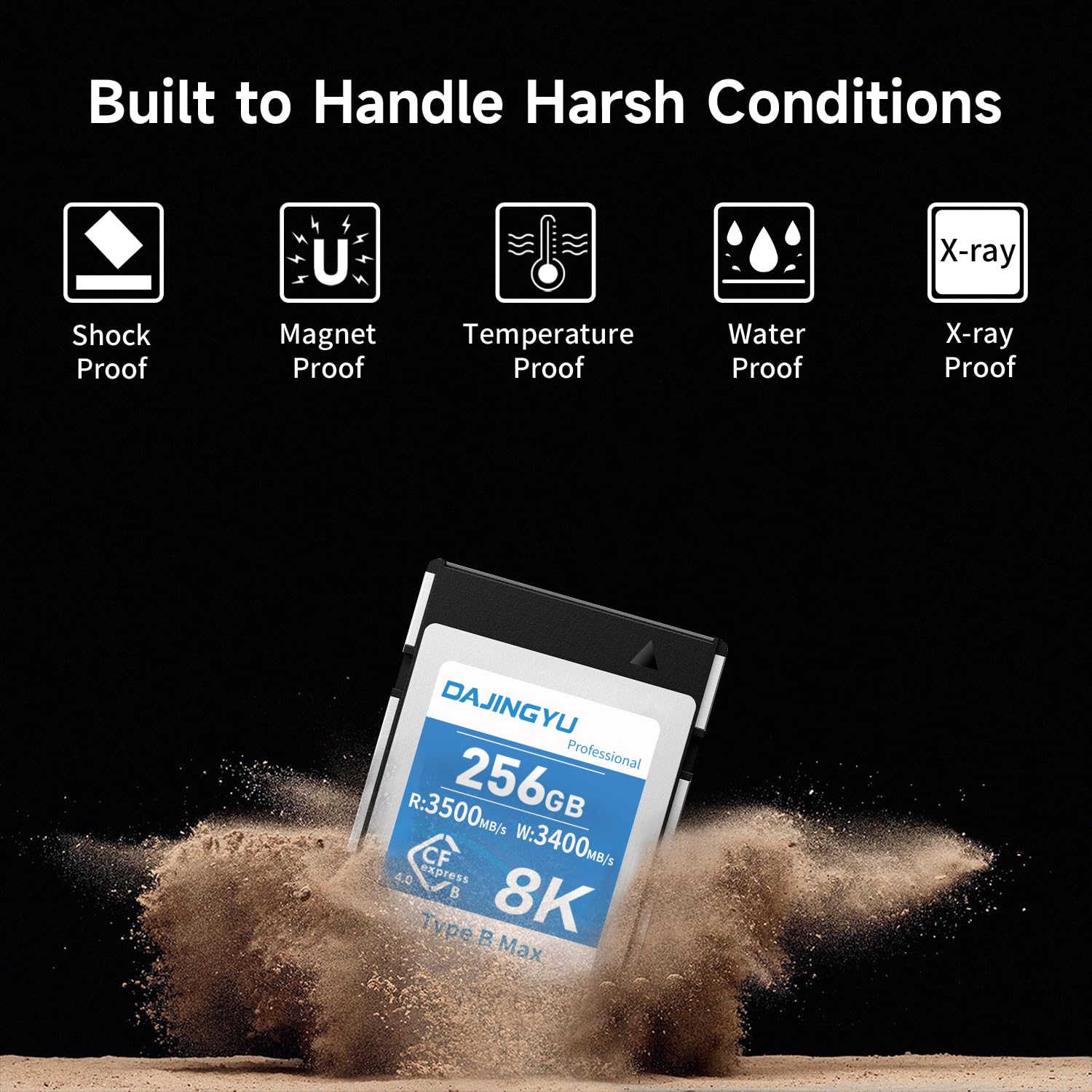 Scheda di memoria CFexpress 4.0 tipo B da 256 GB per registrazione di foto e video RAW 8K compatibili con fotocamere Canon Nikon R5/R5C/Z8/Z9 fino a 3500 MB/s in scrittura, 3400 MB/s in lettura