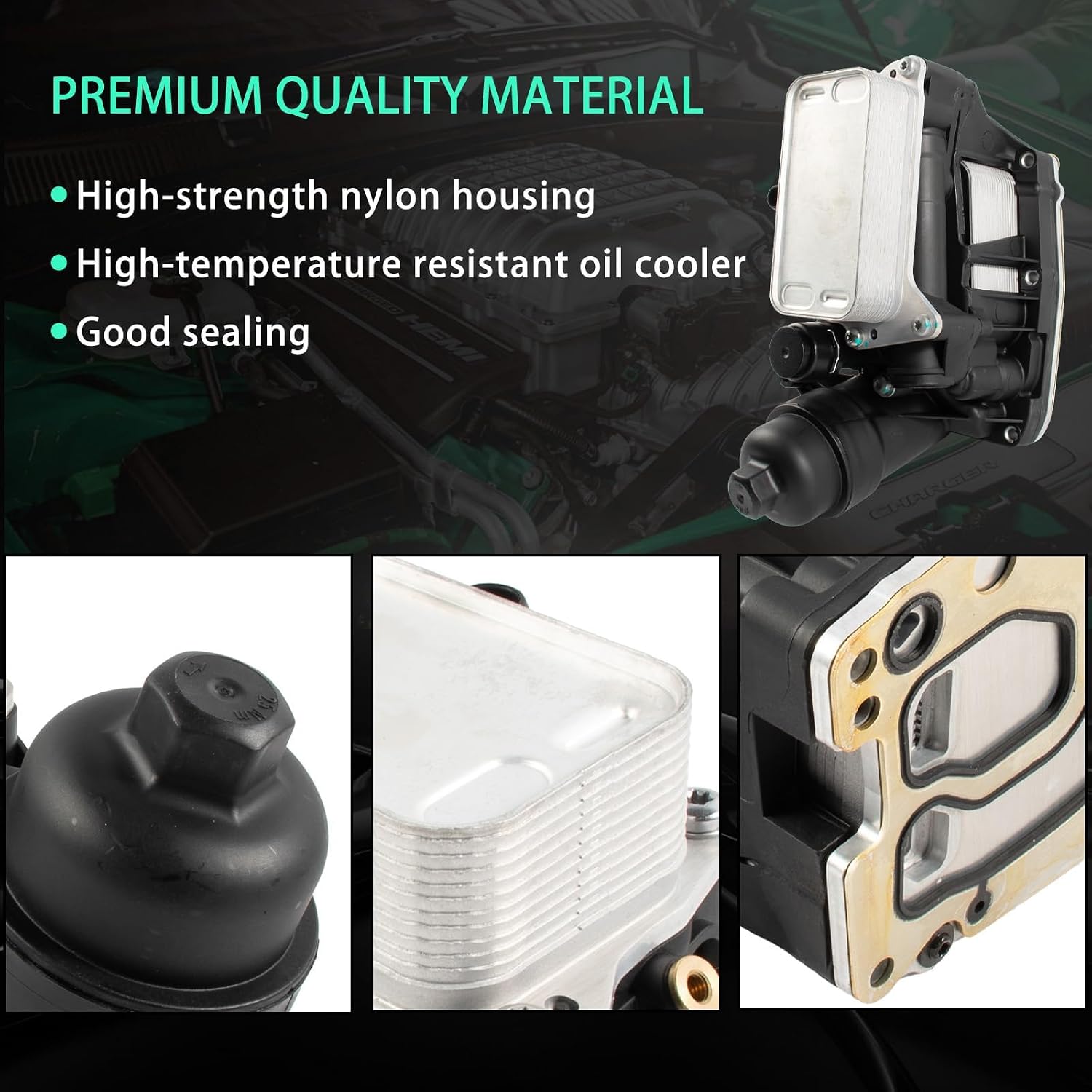 11428507697 Engine Oil Cooler Housing Assembly Compatible with BMW 1 2 3 4 5 6 7 Series X1 X3 X4 X5 X6 Fits Mini Cooper R55 R56 R57 R58 R59 R60 R61 Oil Filter Housing Adapter