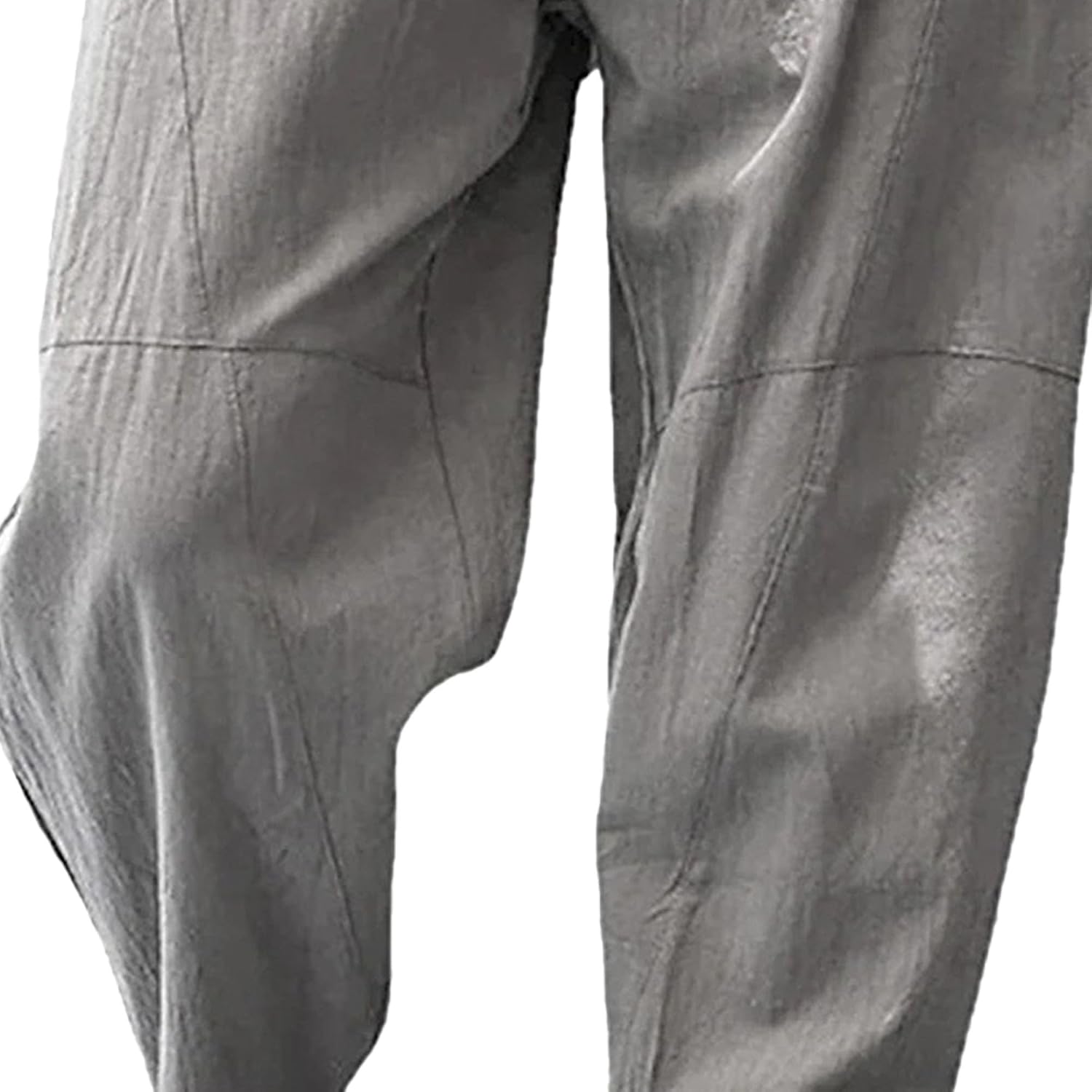 Men's Comfort Drawstring Joggers Outdoor Pants Cotton Linen Sweatpants Pants Baggy Elastic Waist Solid Trousers