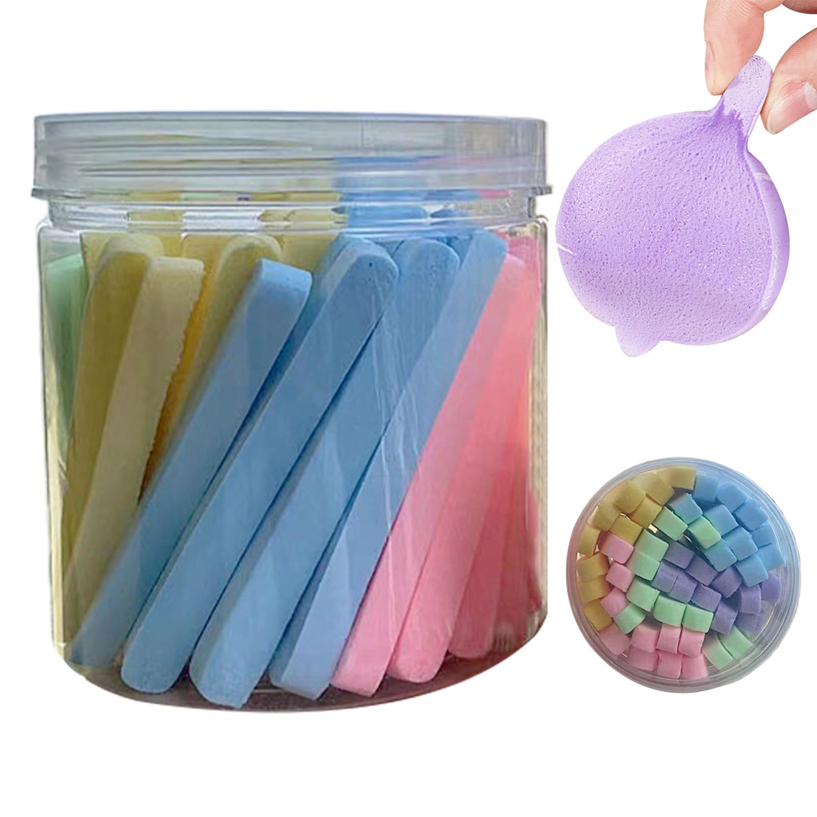 Compressed Facial Sponges - Facial Cleansing Sponges | 60 Pieces Makeup Removal Cleansing Swab | Women Skin Scrubber | Compressed Wash Pad for Massage Daily Washing Travel Home Vacation