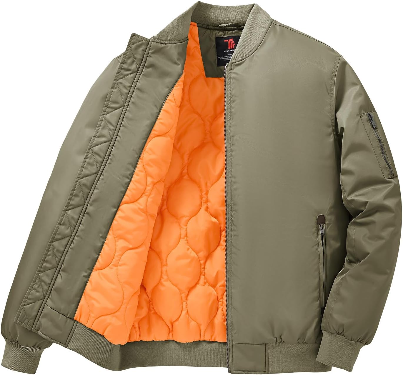 Gopune Men's Bomber Jacket Casual Fall Winter Warm Jacket Full Zip Padded Coats Outwear