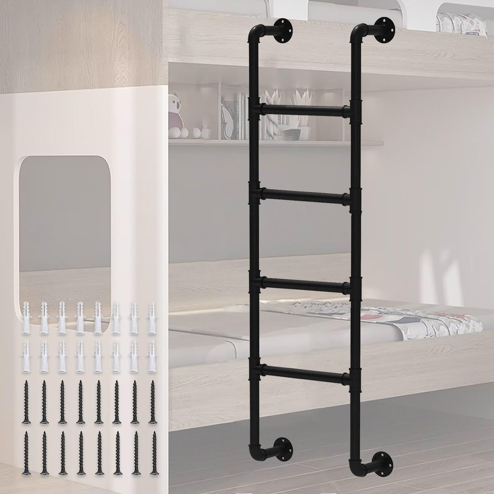Échelle universelle en métal pour lit superposé avec kit fixation
