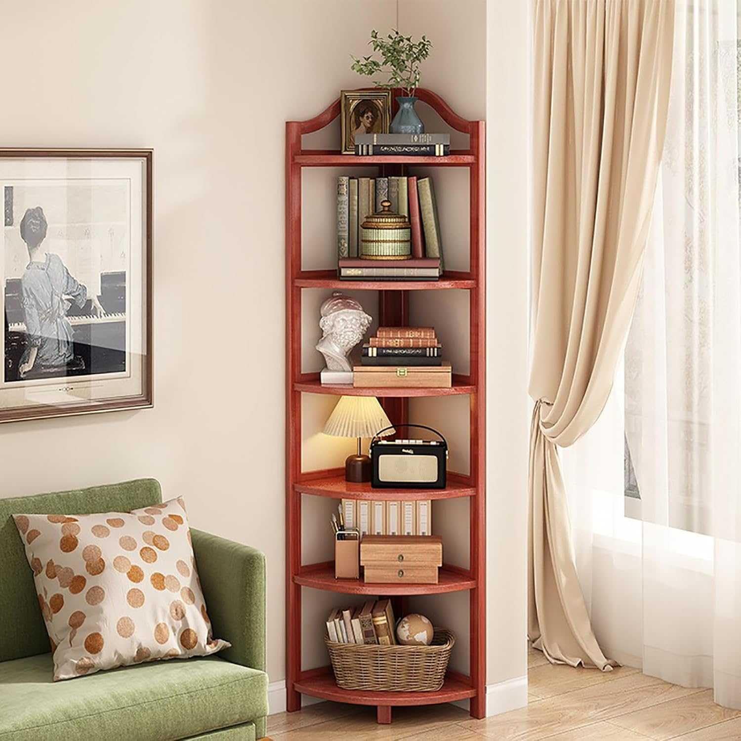 Bamboo Corner Shelf Organizer Rack - Multi-Functional Display Stand for Bathroom, Living Room, Kitchen & Bedroom Storage - Stylish Space-Saving Bookshelf Solution