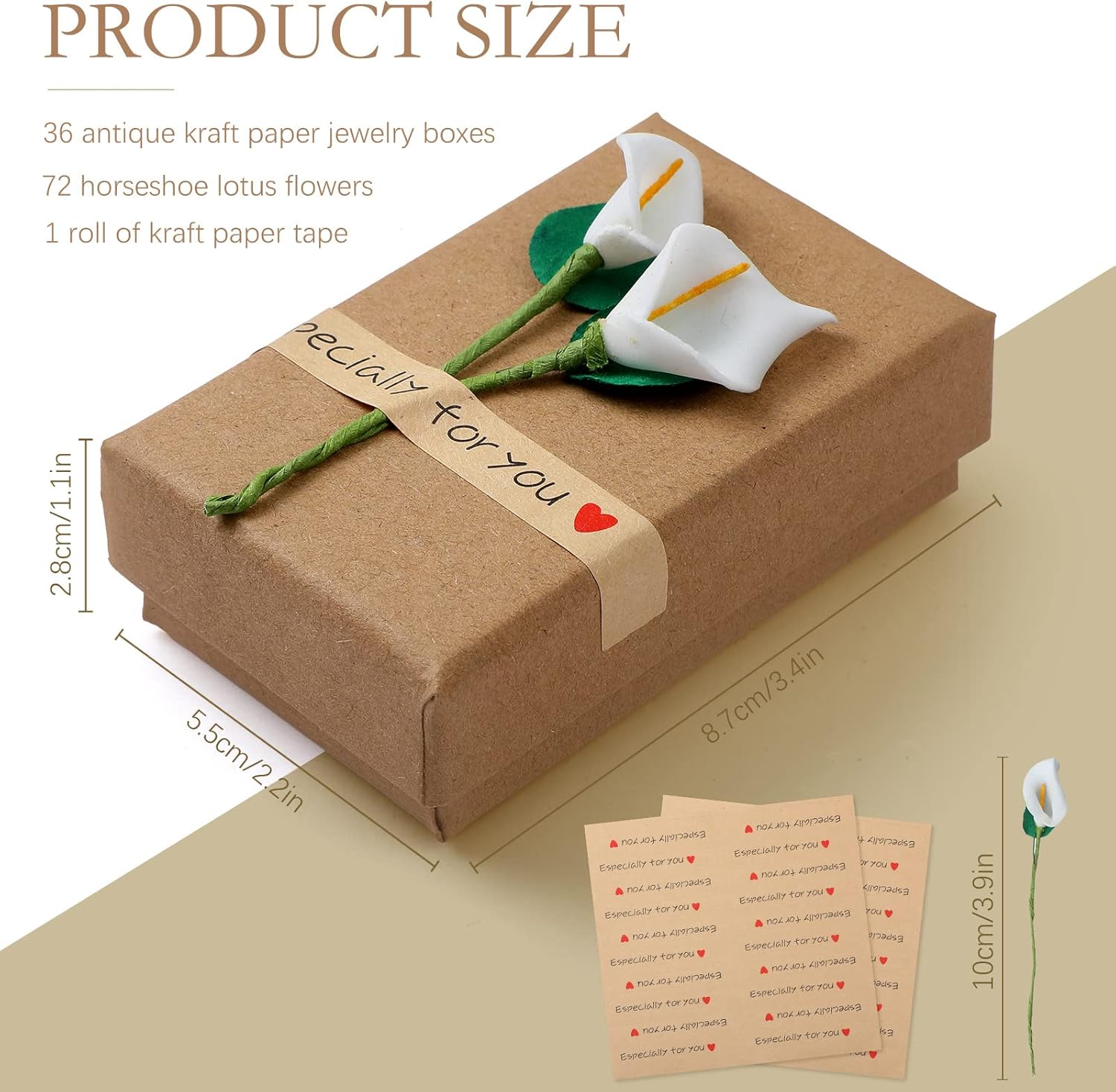 Leinuosen 36 Pack Lily Flower Jewelry Gift Boxes Bulk with Stickers Small Gift Packaging Boxes with Lids for Women Necklace Earring Display Wedding Birthday Anniversaries, 2.2 x 3.4 x 1.1 In