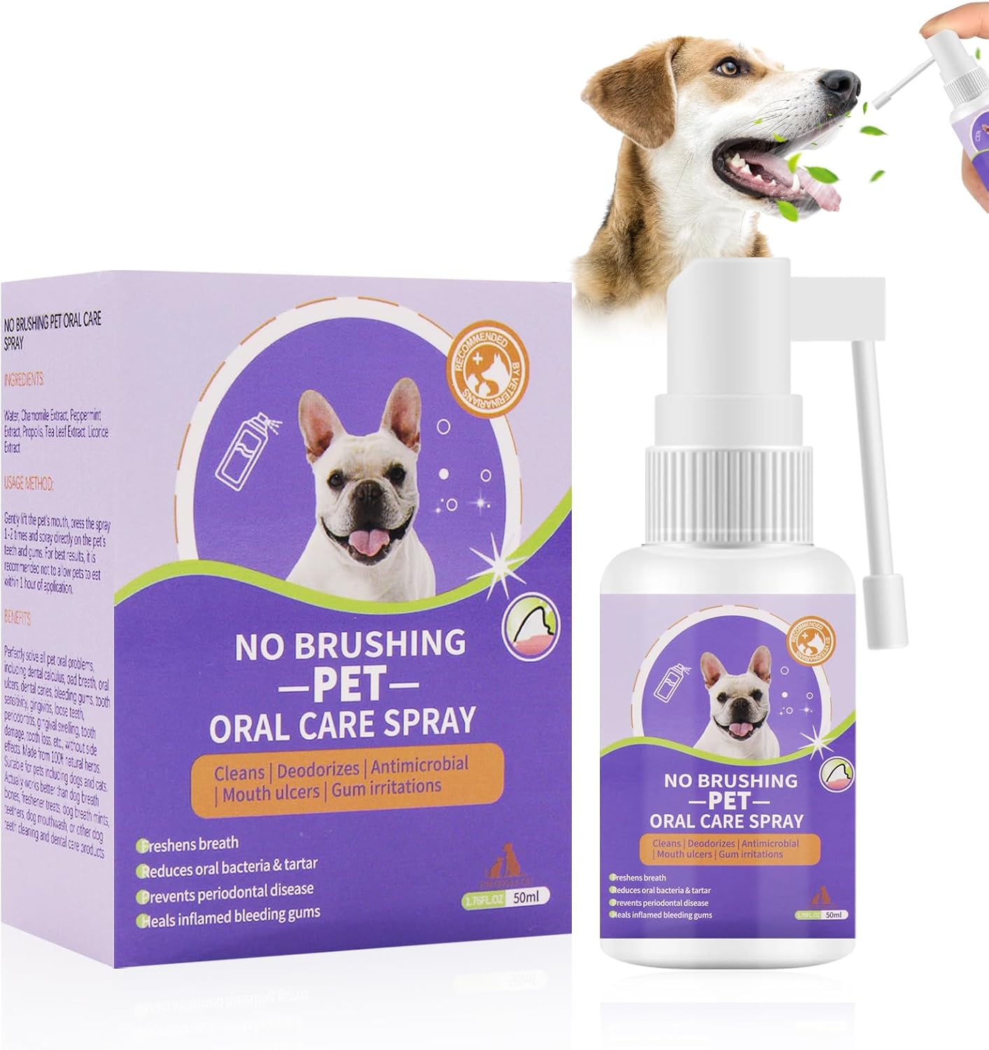 Pet Oral Care Spray, Pet Mouth Spray, Teeth Cleaning Spray for Dogs