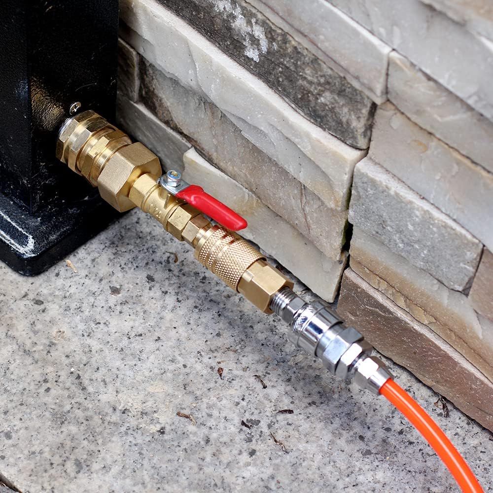 RV Winterize - Adaptador de soplado con enchufe de conexión rápida de 1/4 pulgadas y rosca de manguera de agua de jardín de 3/4 pulgadas para sistemas de aspersor de barco, caravana, remolque,