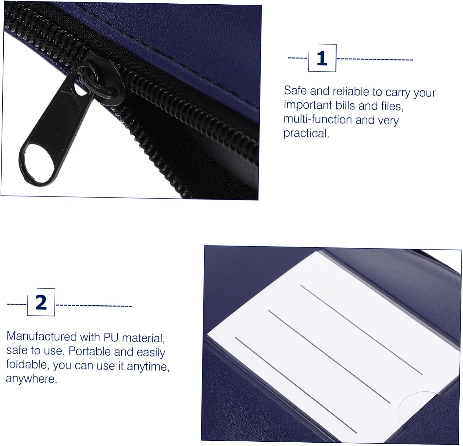 HOMSFOU Zipper Cash Pouch Capacity PU Leather Organizer for Receipts Cash Storage Portable Money Bag for Travel Shopping Zippered Pouch for Easy Organization