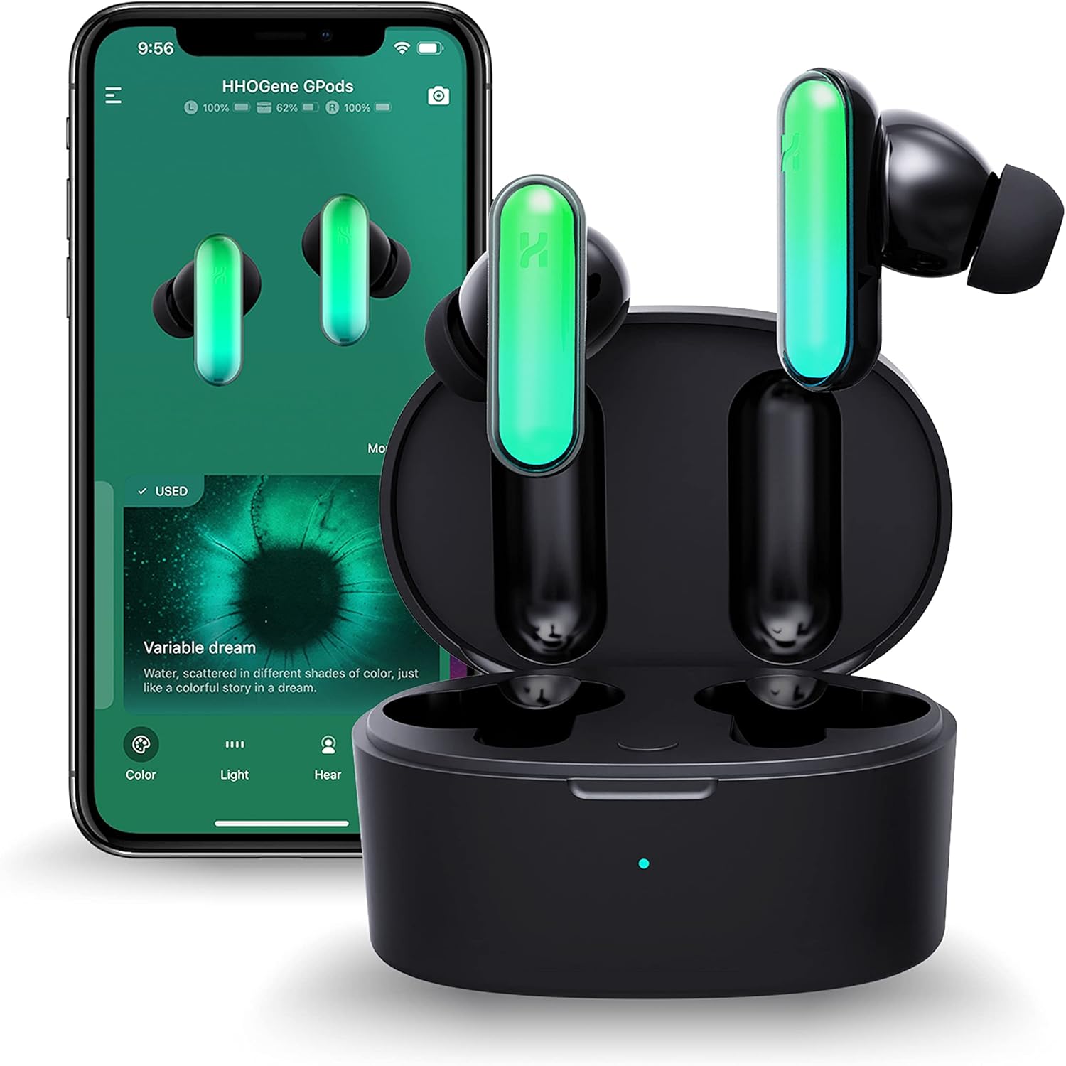 HHOGene Gpods Wireless Earbuds with Light Control,Noise