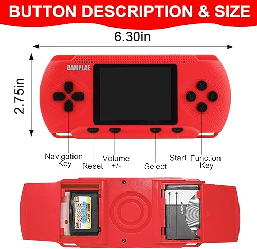 Miniatura 6 de Juegos de mano para niños  Reproductor de videojuegos para niños precargado 258 videojuegos retro, reproductor de juegos portátil con 3 cartuchos y