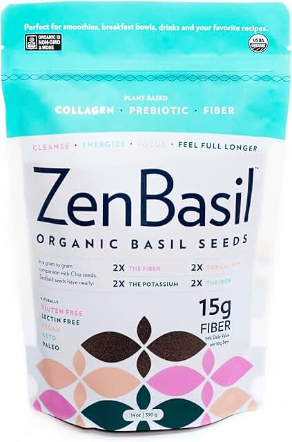 Zen Basil Seeds | edible basil seeds usda organic, kosher, non-gmo, lect...