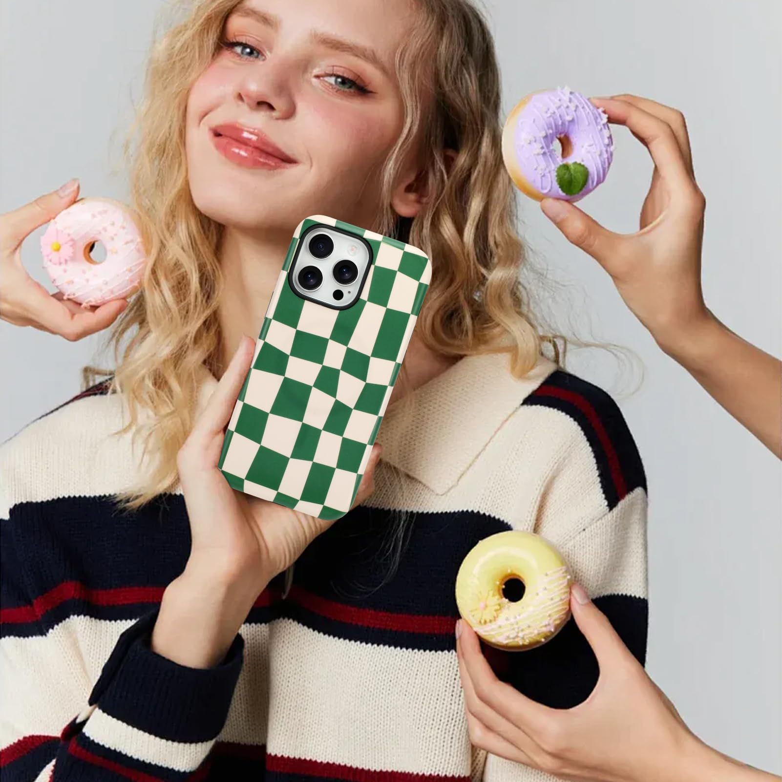 SOKAD Magnetic Checkered Phone Case For IPhone 16 Pro Max, Cute Plaid Grids Checkerboard Pattern Compatible With Magsafe Matte P - View #8